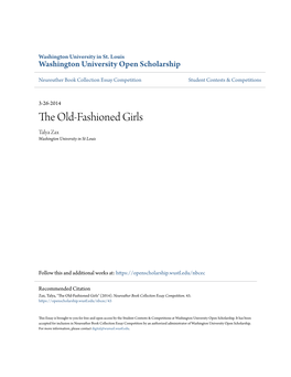 The Old-Fashioned Girls Talya Zax Washington University in St Louis