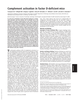 Complement Activation in Factor D-Deficient Mice