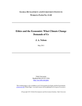 Ethics and the Economist: What Climate Change Demands of Us