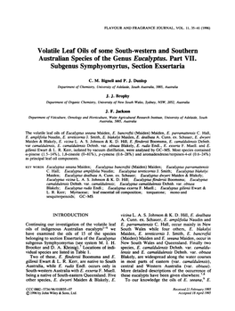 Volatile Leaf Oils of Some South-Western and Southern Australian Species of the Genus Eucalyptus. Part VII. Subgenus Symphyomyrtus, Section Exsertaria