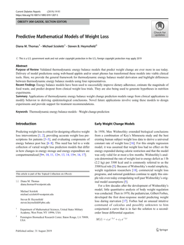 Predictive Mathematical Models of Weight Loss