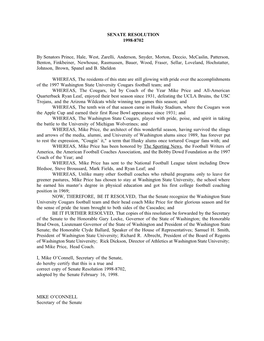 SENATE RESOLUTION 1998-8702 by Senators Prince, Hale, West