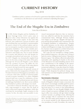 CURRENT HISTORY the End of the Mugabe Era in Zimbabwe