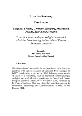 Executive Summary Case Studies Bulgaria, Croatia, Germany