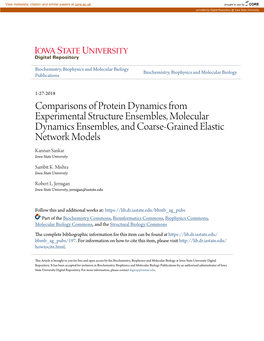 Comparisons of Protein Dynamics from Experimental Structure