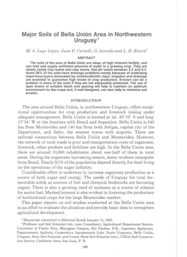 Major Soils of Bella Union Area in Northwestern Uruguay1