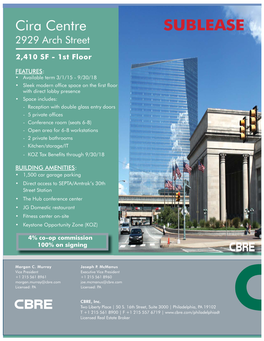 Cira Centre Sublease Flyer-2,410 SF W Logo.Indd