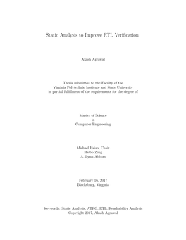 Static Analysis to Improve RTL Verification