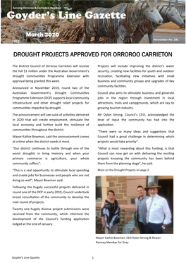 March 2020 DROUGHT PROJECTS APPROVED for ORROROO