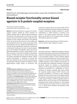 Biased Receptor Functionality Versus Biased Agonism in G-Protein-Coupled Receptors Journal Xyz 2017; 1 (2): 122–135