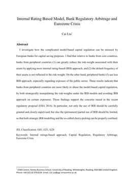 Internal Rating Based Model, Bank Regulatory Arbitrage and Eurozone Crisis