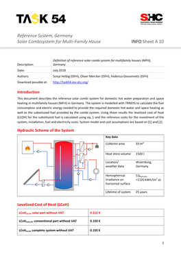 Reference System, Germany Solar Combisystem for Multi-Family House INFO Sheet a 10