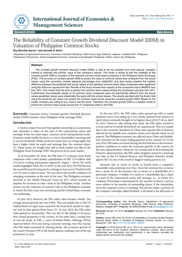 The Reliability of Constant Growth Dividend Discount Model (DDM)