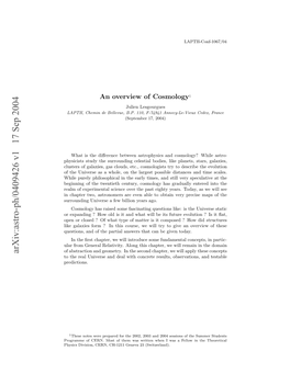 An Overview of Cosmology