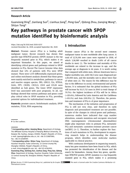 Key Pathways in Prostate Cancer with SPOP Mutation Identified By