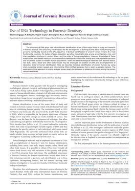 Use of DNA Technology in Forensic Dentistry