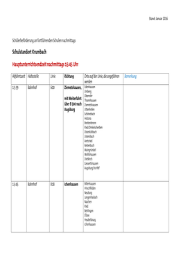 Schulstandort Krumbach Hauptunterrichtsendzeit