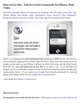 Full List of Siri Commands for Iphone, Ipad, Video