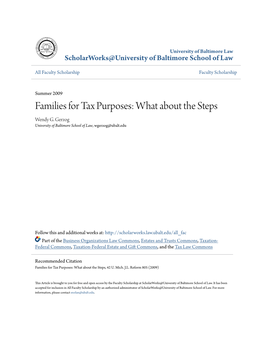 Families for Tax Purposes: What About the Steps Wendy G