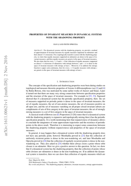 Arxiv:1611.00621V1 [Math.DS] 2 Nov 2016