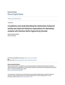 A Qualitative Case Study Describing the Relationship of Physical Activity And