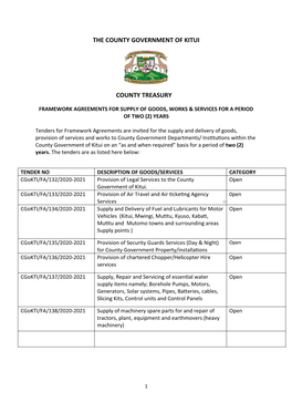 The County Government of Kitui County Treasury