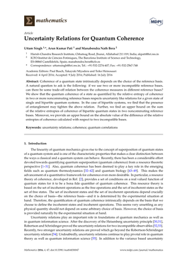 Uncertainty Relations for Quantum Coherence