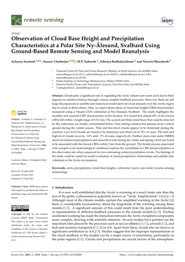 Observation of Cloud Base Height and Precipitation Characteristics at a Polar Site Ny-Ålesund, Svalbard Using Ground-Based Remote Sensing and Model Reanalysis