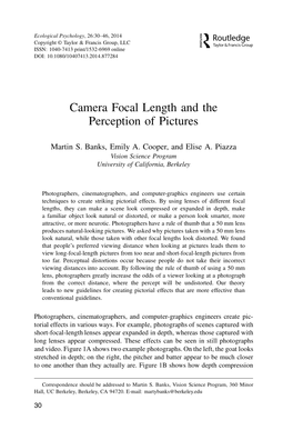 Camera Focal Length and the Perception of Pictures