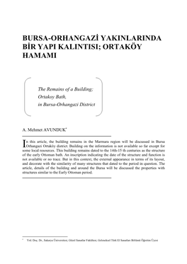 Bursa-Orhangazi Yakinlarinda Bir Yapi Kalintisi; Ortaköy Hamami