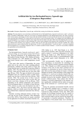 Artificial Diet for Two Flat-Headed Borers, Capnodis Spp. (Coleoptera: Buprestidae)