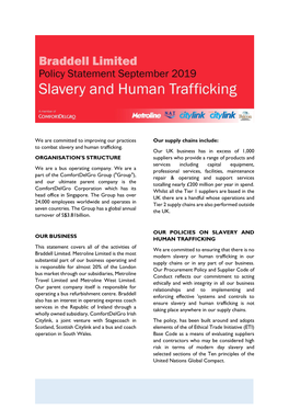 We Are Committed to Improving Our Practices to Combat Slavery And