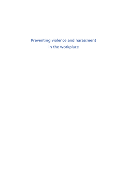 Preventing Violence and Harassment in the Workplace