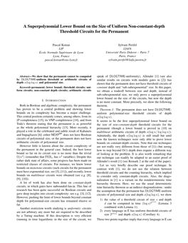 A Superpolynomial Lower Bound on the Size of Uniform Non-Constant-Depth Threshold Circuits for the Permanent