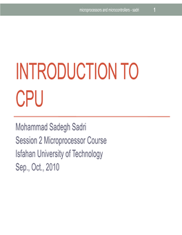 Introduction to Cpu