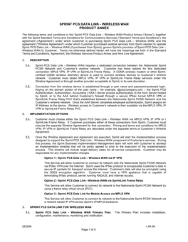 Sprint Pcs Data Link - Wireless Wan Product Annex