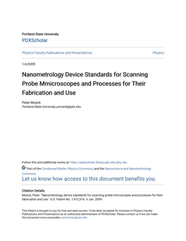 Nanometrology Device Standards for Scanning Probe Mmicroscopes and Processes for Their Fabrication and Use