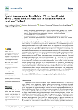 Spatial Assessment of Para Rubber (Hevea Brasiliensis) Above Ground Biomass Potentials in Songkhla Province, Southern Thailand