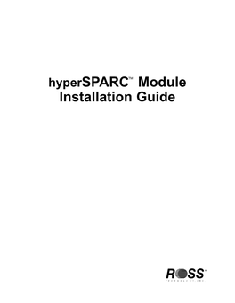Hypersparc Module Installation Guide E ROSS Technology, Inc