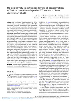 Do Social Values Influence Levels of Conservation Effort in Threatened Species? the Case of Two Australian Chats