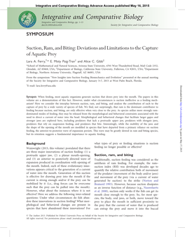 Integrative and Comparative Biology Advance Access Published May 16, 2015 Integrative and Comparative Biology Integrative and Comparative Biology, Pp