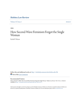 How Second-Wave Feminism Forgot the Single Woman Rachel F