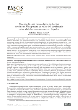 Cuando La Casa Museo Tiene Su Hortus Conclusus. Una Puesta En Valor Del Patrimonio Natural De Las Casas Museo En España