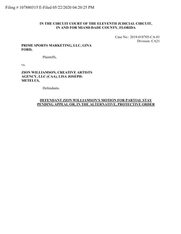 Filing # 107880315 E-Filed 05/22/2020 04:20:25 PM