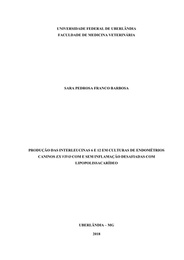 Universidade Federal De Uberlândia Faculdade De Medicina Veterinária