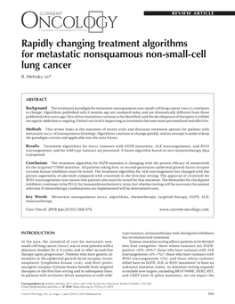 Rapidly Changing Treatment Algorithms for Metastatic Nonsquamous Non-Small-Cell Lung Cancer