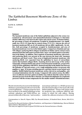 The Epithelial Basement Membrane Zone of the Limbus