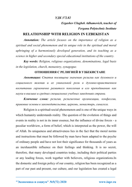 Relationship with Religion in Uzbekistan