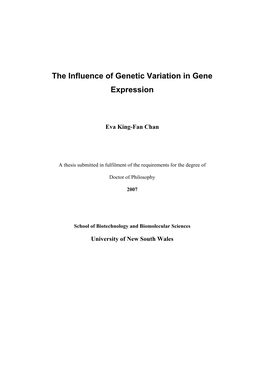 The Influence of Genetic Variation in Gene Expression