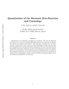 Quantization of the Riemann Zeta-Function and Cosmology